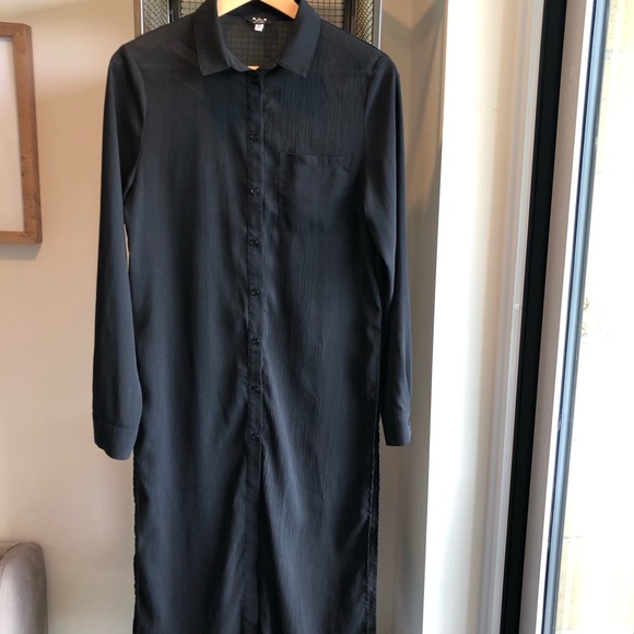 Longline Sheer Black Tunic/Shirtdress - Picture 1 of 6